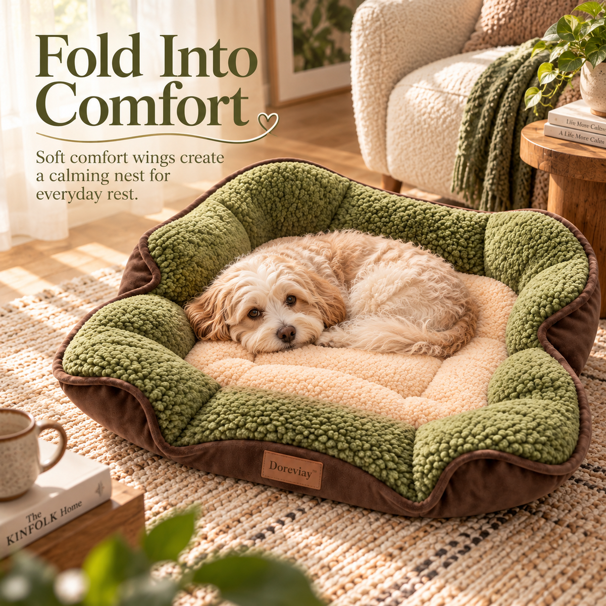 Doreviay™ Sculpted Plush Pet Blanket with Fold-Over Comfort Wings