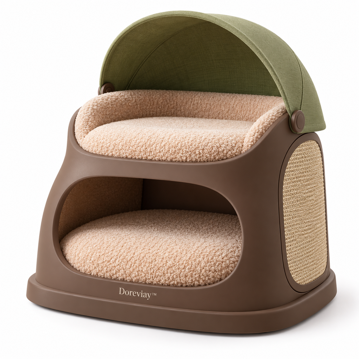 Doreviay™ Sculptural Dual-Level Cat Bed with Adjustable Privacy Canopy