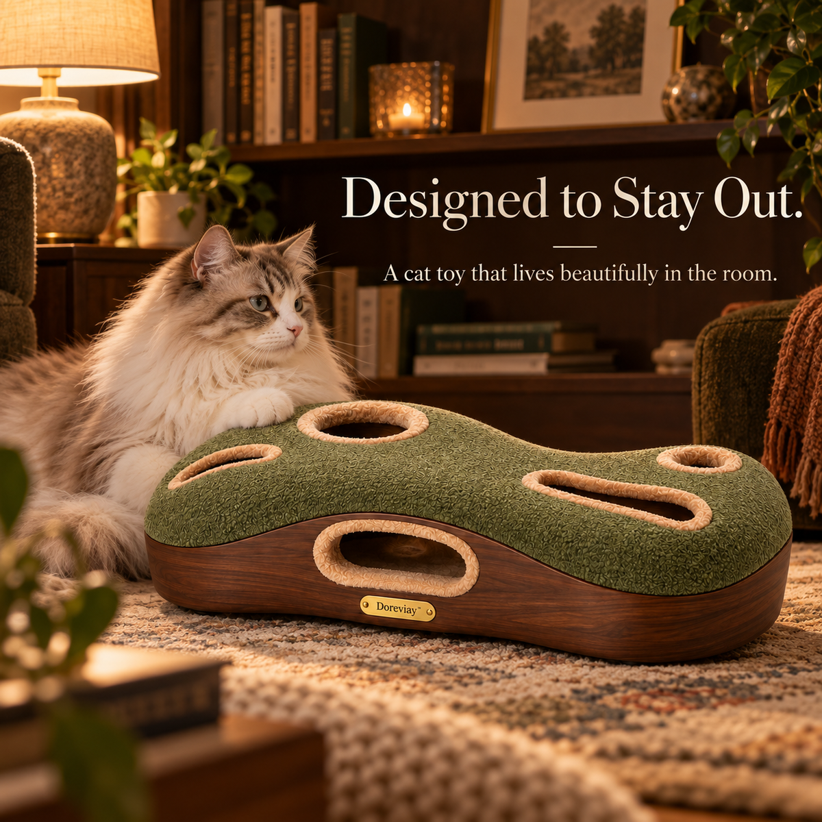 Doreviay™ Sculptural Automatic Cat Toy with Hidden Multi-Path Moving Lure