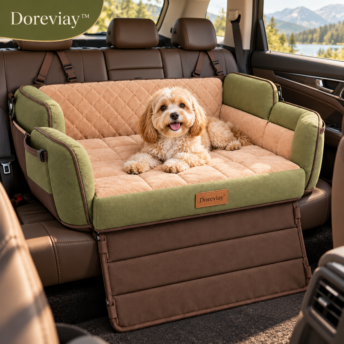 Doreviay™ Structured Rear-Seat Pet Travel Mat with Foldable Support Deck
