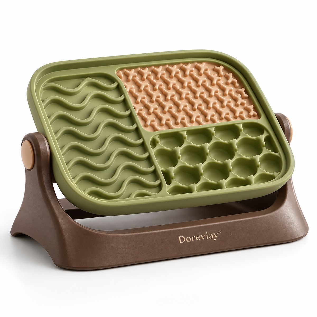 Doreviay™ Sculpted Slow Feeding Lick Mat with Adjustable Stand and Reversible Texture Tray