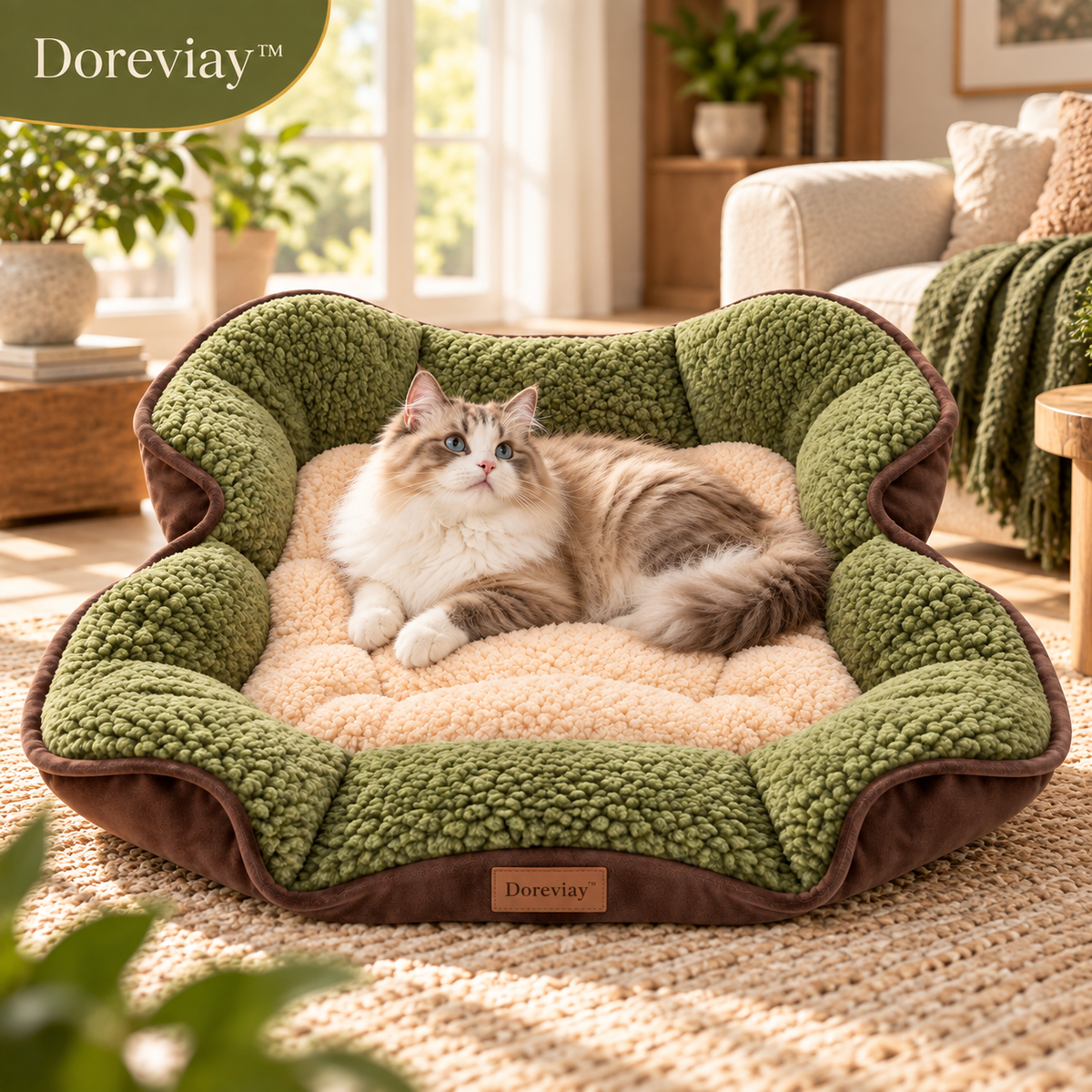 Doreviay™ Sculpted Plush Pet Blanket with Fold-Over Comfort Wings
