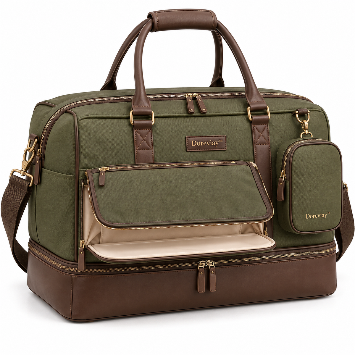 Doreviay™ Structured Pet Travel Weekender with Fold-Down Feeding Station and Modular Care Compartments